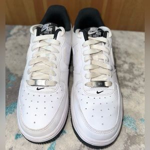 White with black Nike Air Force 1 ones size 6 men 7.5 women